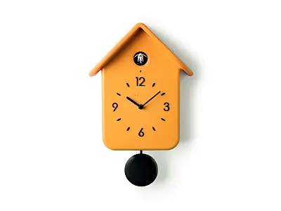Guzzini Orologio da parete con pendolo giallo